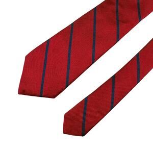 Liberty of London Silk Tie Red Navy Blue Stripe Vintage Classic Preppy Made USA